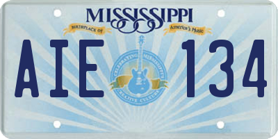 MS license plate AIE134