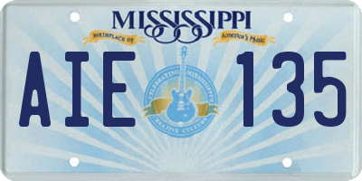 MS license plate AIE135