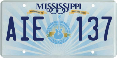 MS license plate AIE137