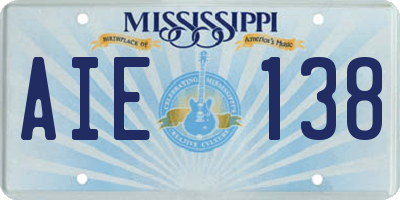MS license plate AIE138