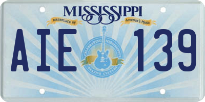MS license plate AIE139