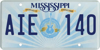 MS license plate AIE140