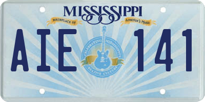 MS license plate AIE141