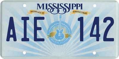 MS license plate AIE142