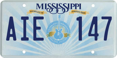 MS license plate AIE147