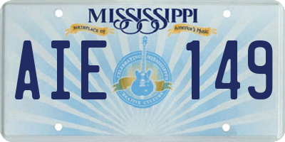 MS license plate AIE149