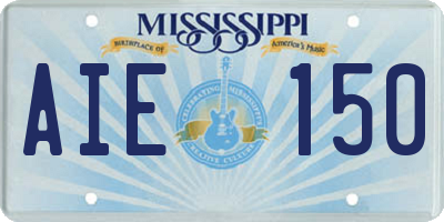MS license plate AIE150