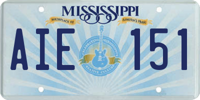 MS license plate AIE151
