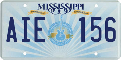 MS license plate AIE156