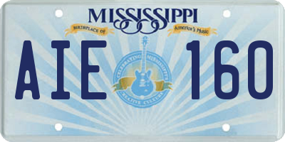 MS license plate AIE160