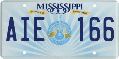 MS license plate AIE166