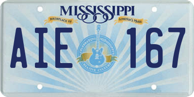 MS license plate AIE167