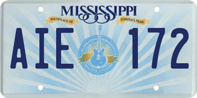 MS license plate AIE172