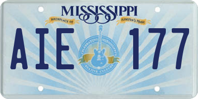 MS license plate AIE177