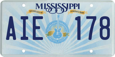 MS license plate AIE178