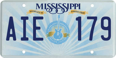 MS license plate AIE179