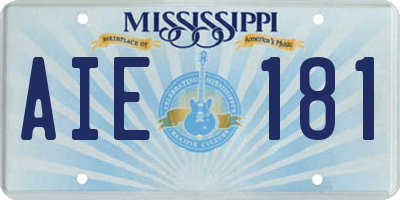 MS license plate AIE181