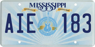 MS license plate AIE183