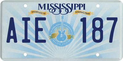 MS license plate AIE187