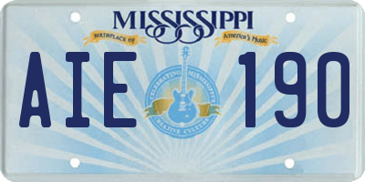 MS license plate AIE190