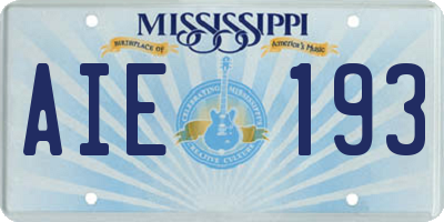 MS license plate AIE193