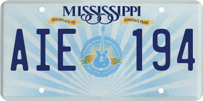 MS license plate AIE194