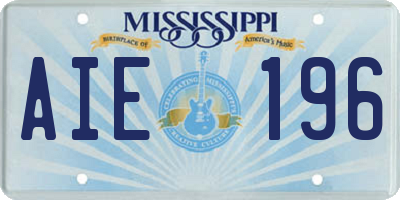 MS license plate AIE196