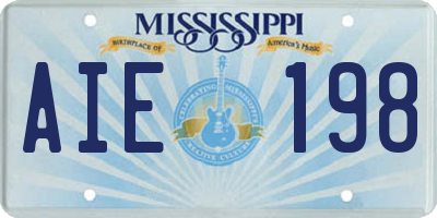 MS license plate AIE198