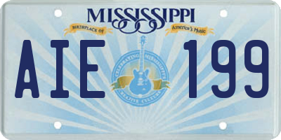 MS license plate AIE199