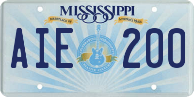 MS license plate AIE200