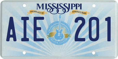 MS license plate AIE201