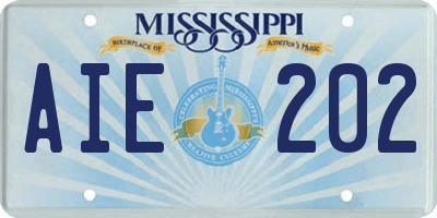 MS license plate AIE202