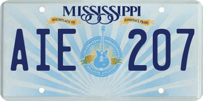 MS license plate AIE207