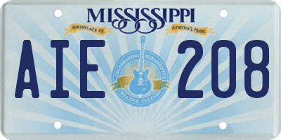 MS license plate AIE208