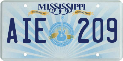 MS license plate AIE209