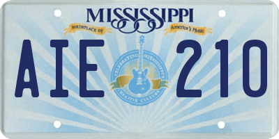 MS license plate AIE210