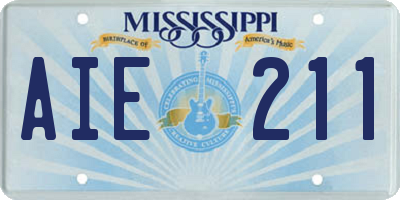 MS license plate AIE211
