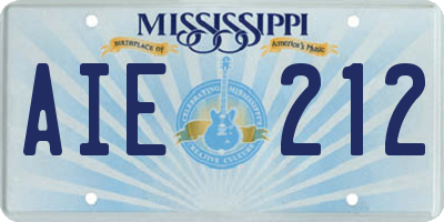MS license plate AIE212