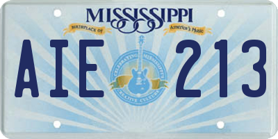 MS license plate AIE213