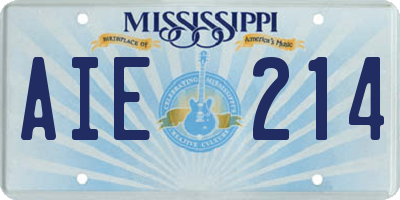 MS license plate AIE214
