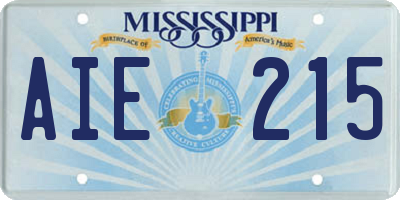 MS license plate AIE215