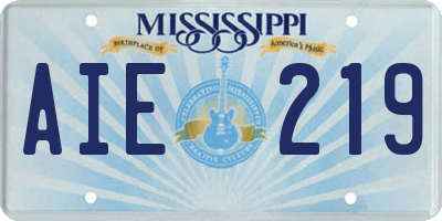 MS license plate AIE219