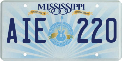 MS license plate AIE220