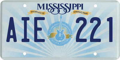MS license plate AIE221