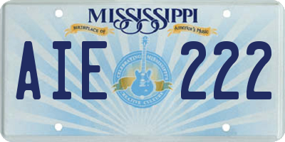 MS license plate AIE222