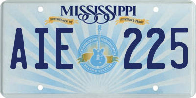 MS license plate AIE225