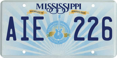 MS license plate AIE226