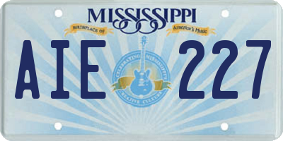 MS license plate AIE227