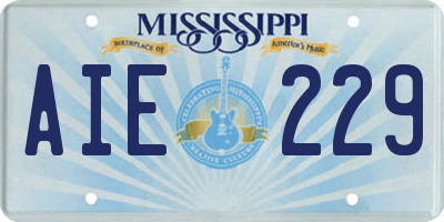 MS license plate AIE229
