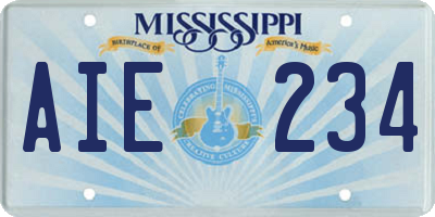 MS license plate AIE234